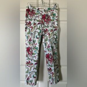 Lauren Ralph Lauren White Colorful Floral Print Pants Size 6